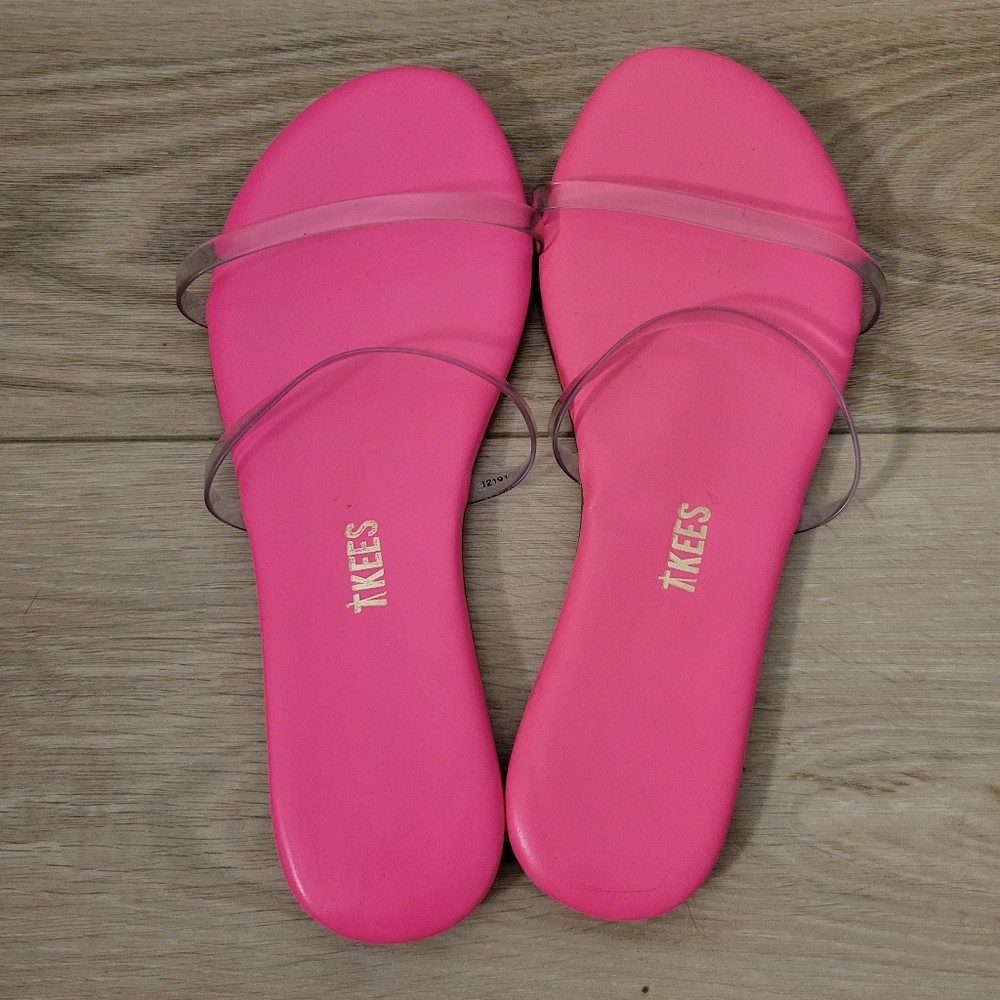 TKEES Neon Hot Pink Clear Strap Gemma Sandals